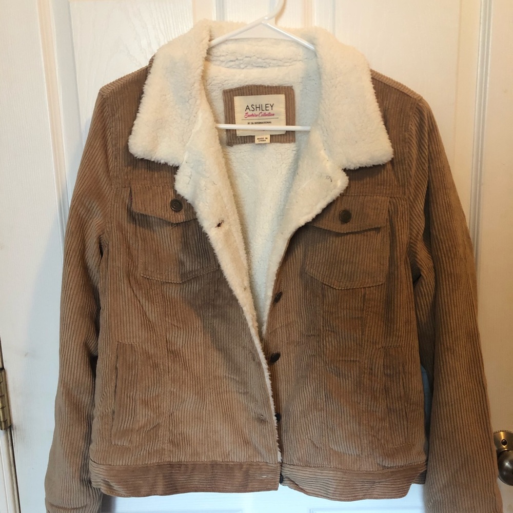 Tan corduroy jacket with Sherpa interior